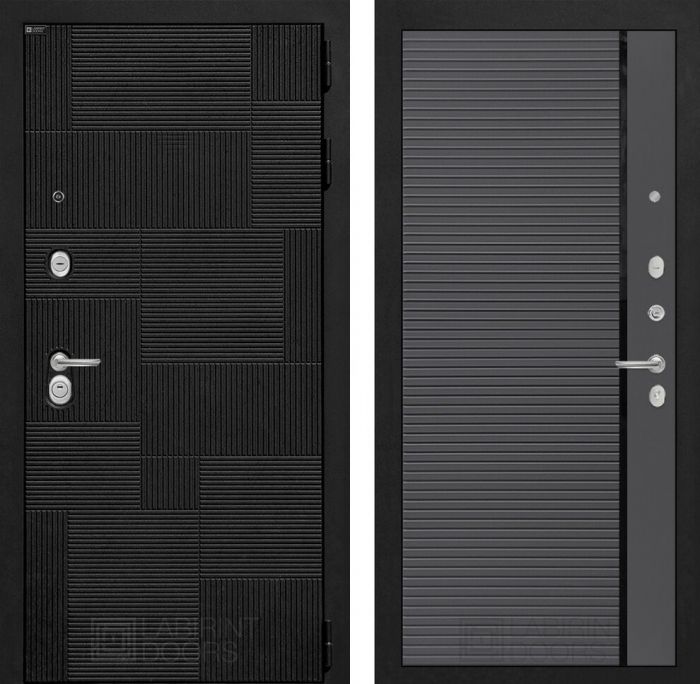 Входная дверь Лабиринт PAZL 22 - Графит софт, черный молдинг
