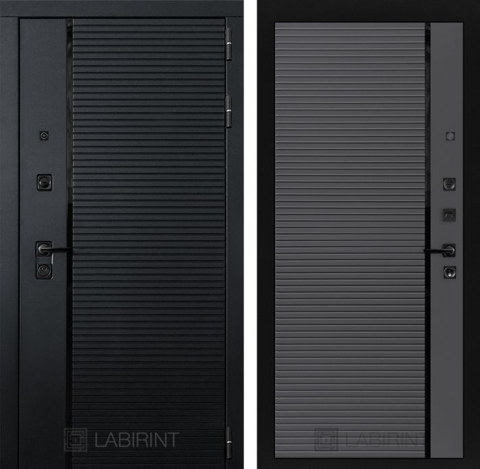 Входная дверь Лабиринт PIANO замок Mottura 22 - Графит софт, черная вставка