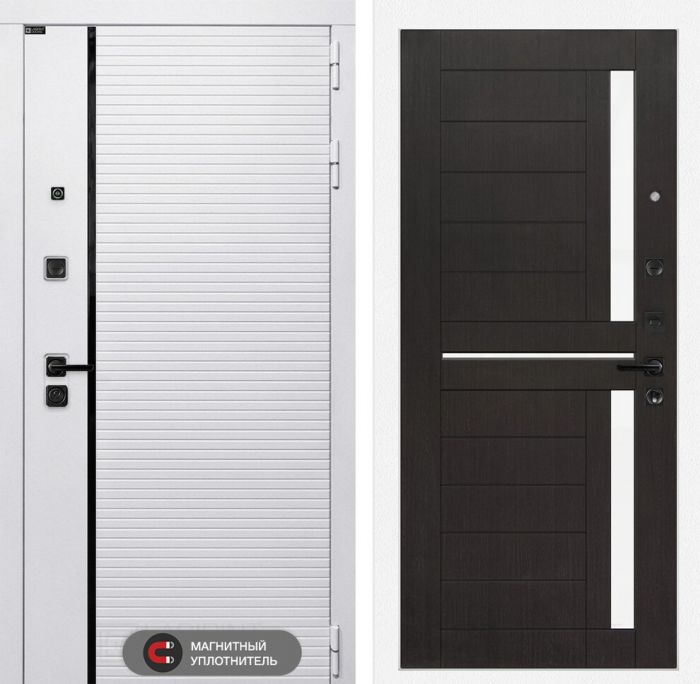 Входная дверь Лабиринт ROYAL 02 - Венге, стекло белое