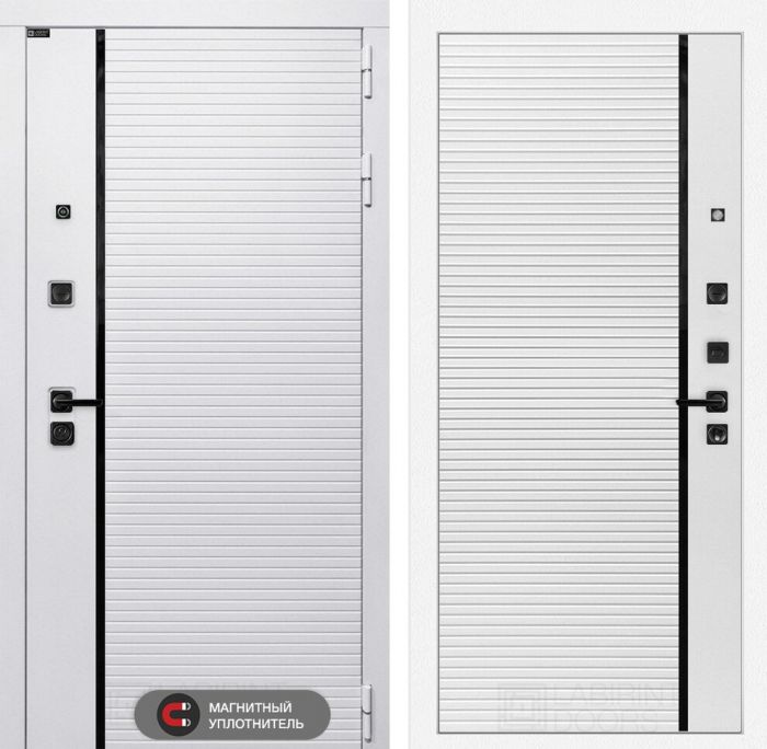 Входная дверь Лабиринт ROYAL 22 - Белый софт, черная вставка