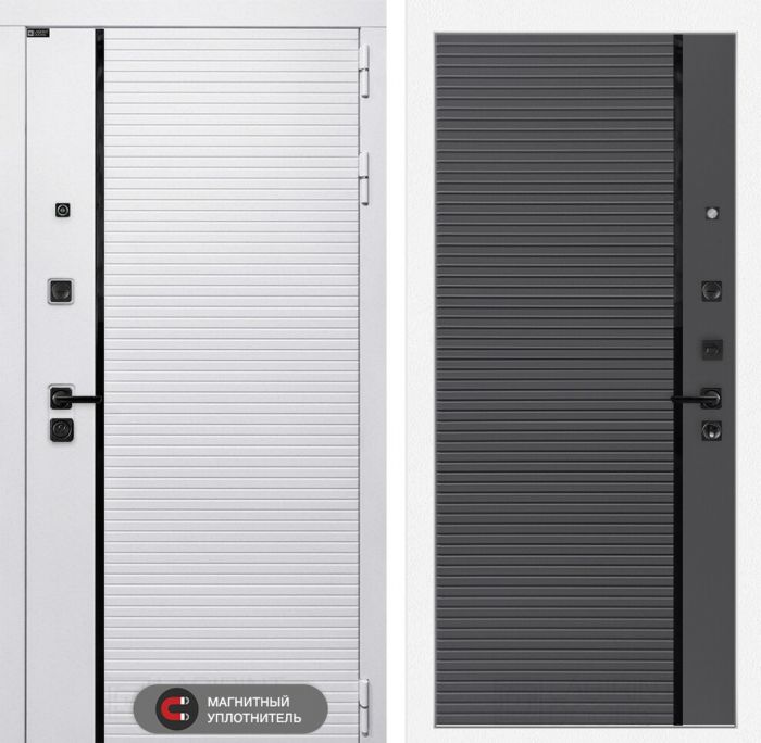 Входная дверь Лабиринт ROYAL 22 - Графит софт, черная вставка