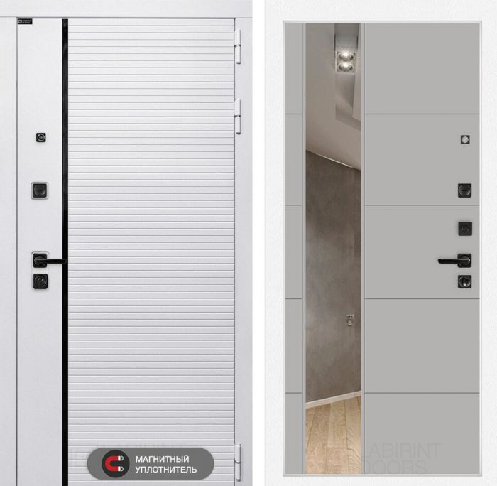 Входная дверь Лабиринт ROYAL с зеркалом 19 - Грей софт