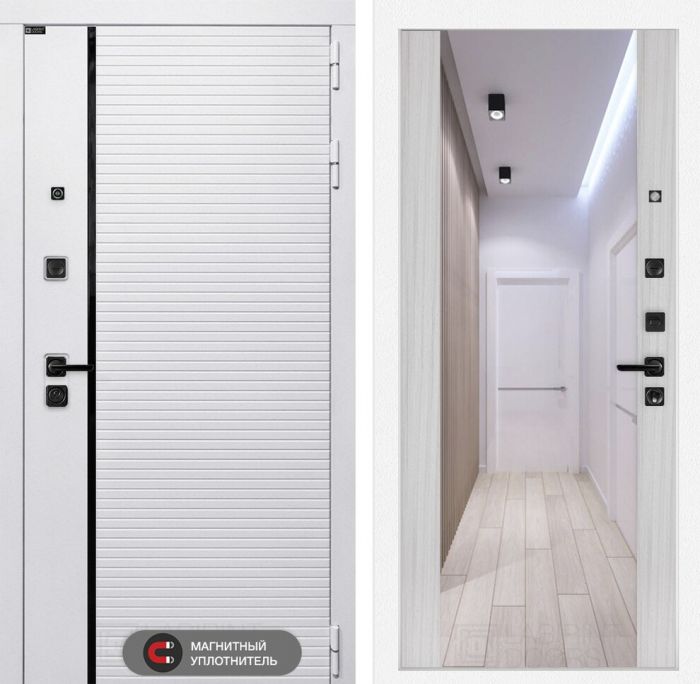 Входная дверь Лабиринт ROYAL с Зеркалом Максимум замок Mottura - Сандал белый