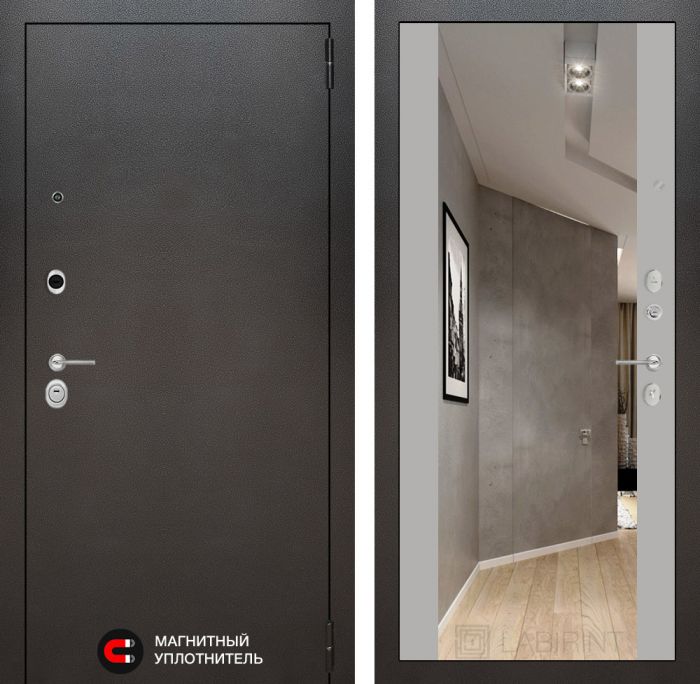 Входная дверь Лабиринт SILVER с Зеркалом Максимум - Софт Грей