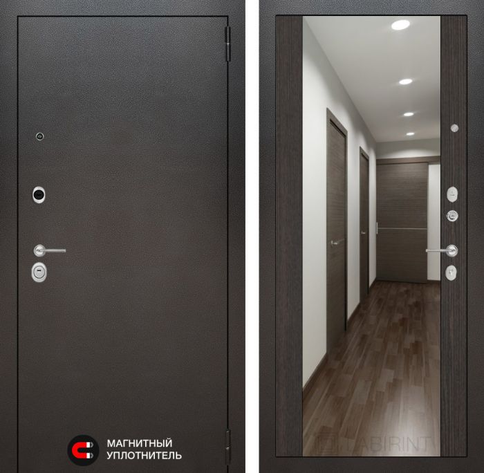 Входная дверь Лабиринт SILVER с Зеркалом Максимум - Венге