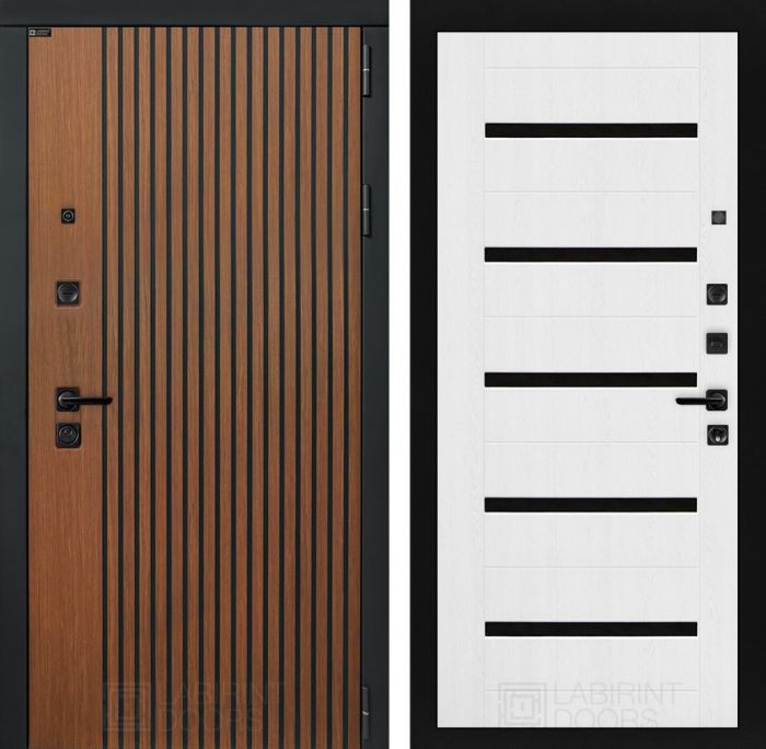 Входная дверь Лабиринт STORM 01 - Белое дерево, стекло черное