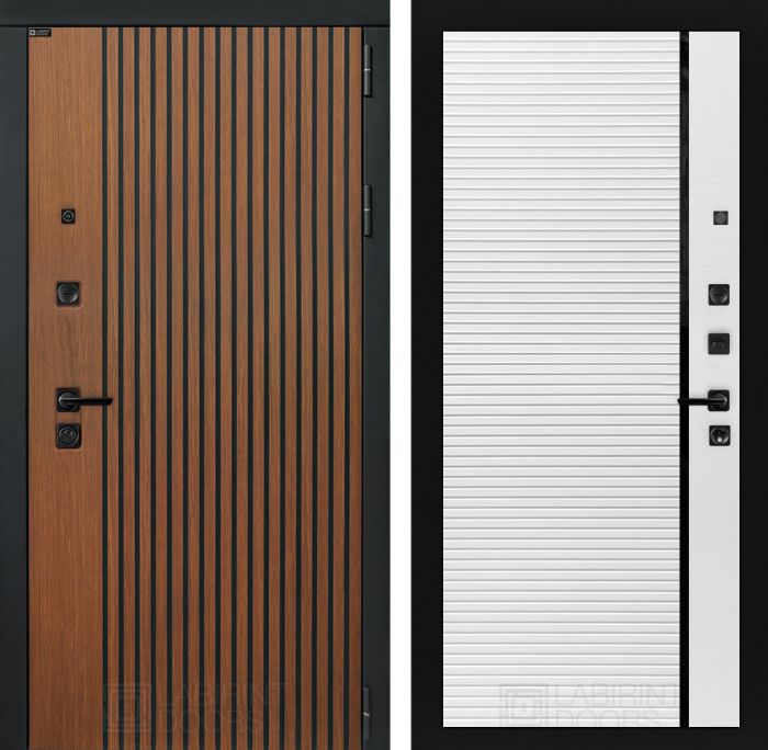 Входная дверь Лабиринт STORM 22 - Белый софт, черная вставка