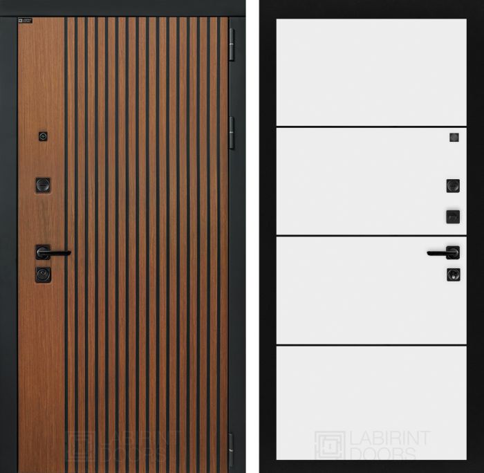 Входная дверь Лабиринт STORM 25 - Белый софт, черный молдинг