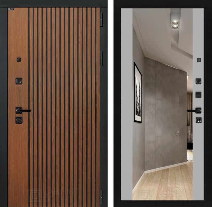 Входная дверь Лабиринт STORM с Зеркалом Максимум - Грей софт