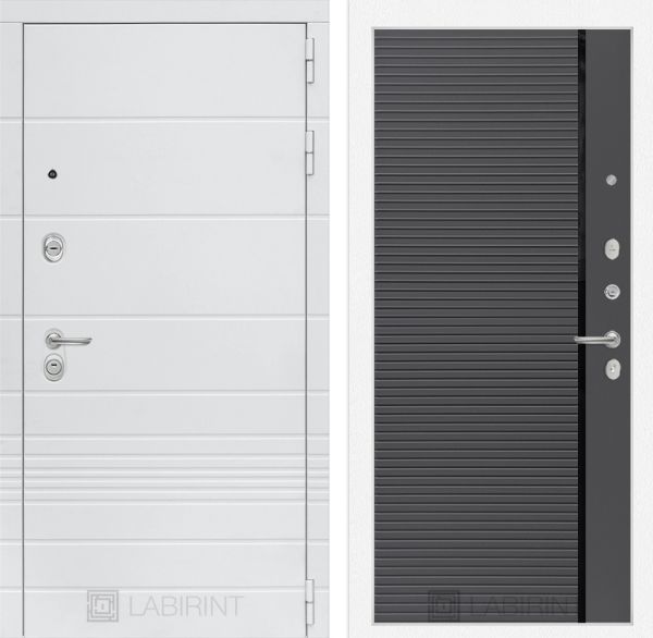 Входная дверь Лабиринт Трендо 22 - Графит софт, черная вставка