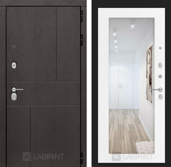 Входная дверь Лабиринт URBAN с Зеркалом 18 - Белое дерево