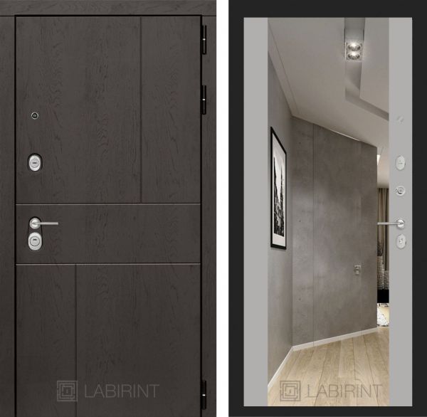 Входная дверь Лабиринт URBAN с Зеркалом Максимум - Грей софт