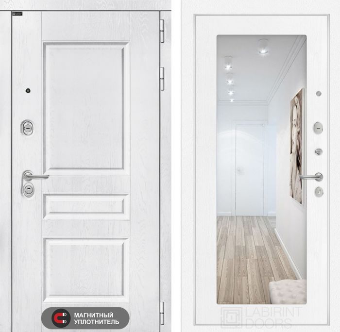 Входная дверь Лабиринт VERSAL с Зеркалом 18 - Белое дерево